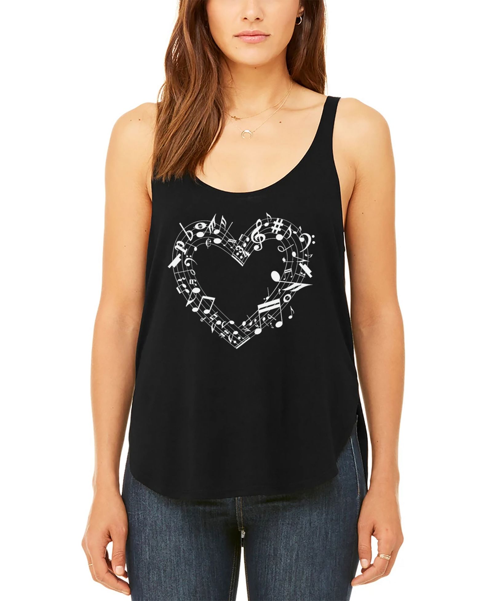 Женский майка LA Pop Art Sheet Music Heart Premium Word Art Flowy Tank Top