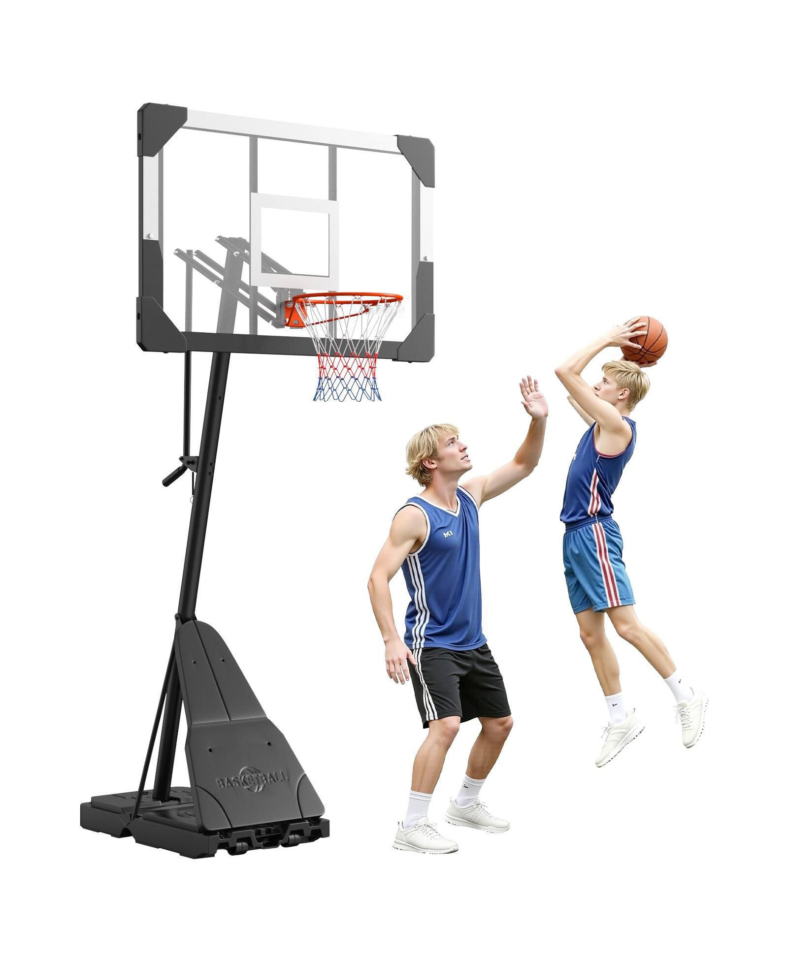 Баскетбольное кольцо Mecale Portable, 8.04-10 ft Height Adjustable Stand с 44" PC Backboard