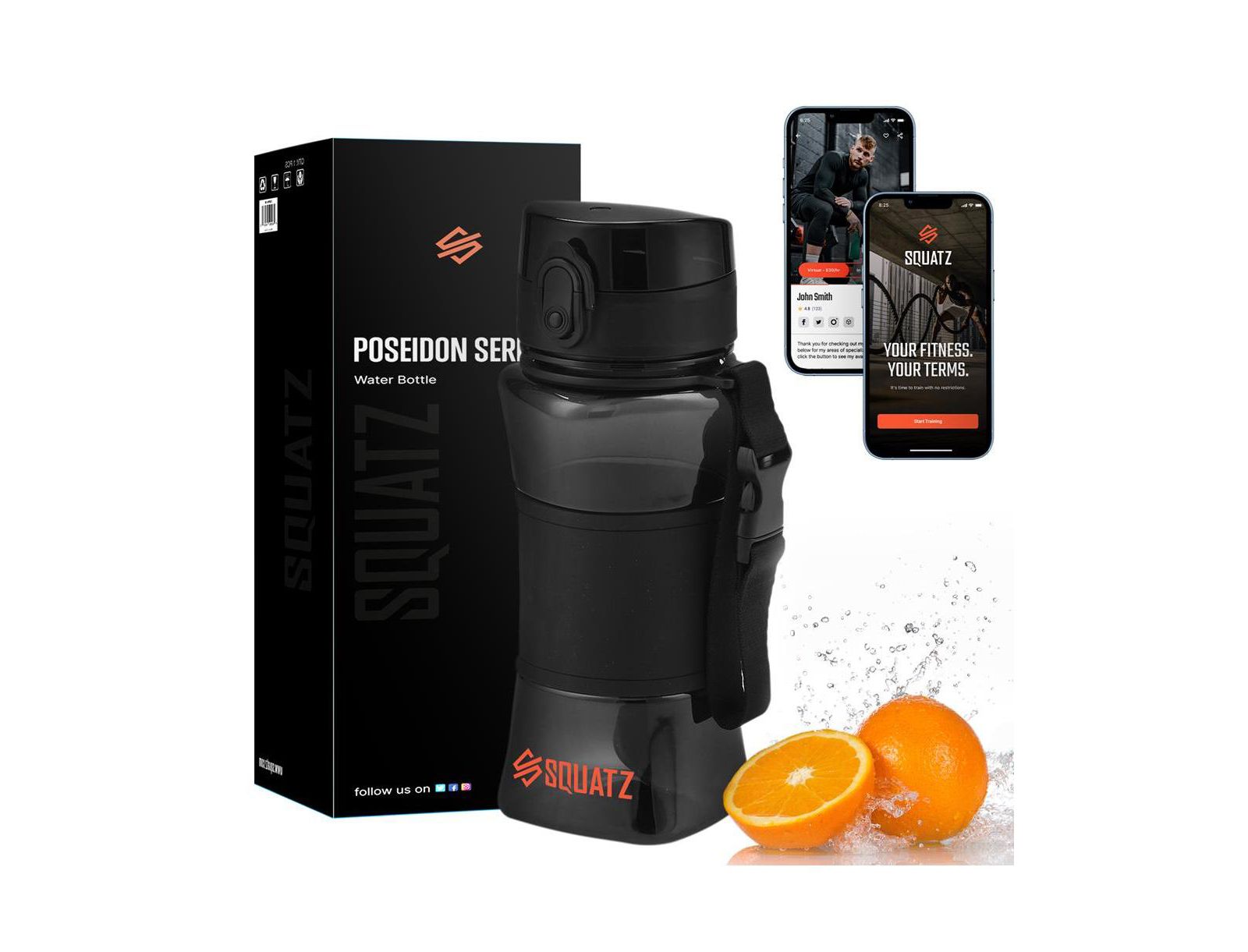SQUATZ 500ml Sports or Shake Water Bottle with Strainer