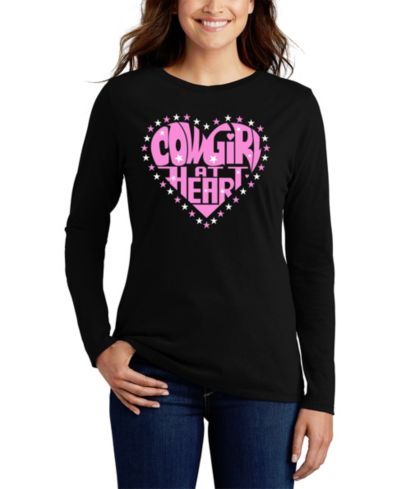 LA Pop Art Women's Cowgirl at Heart Word Art Flowy T-Shirt
