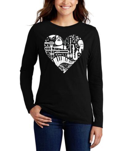 LA Pop Art Женская струящаяся футболка с принтом Musical Instrument Heart Word Art