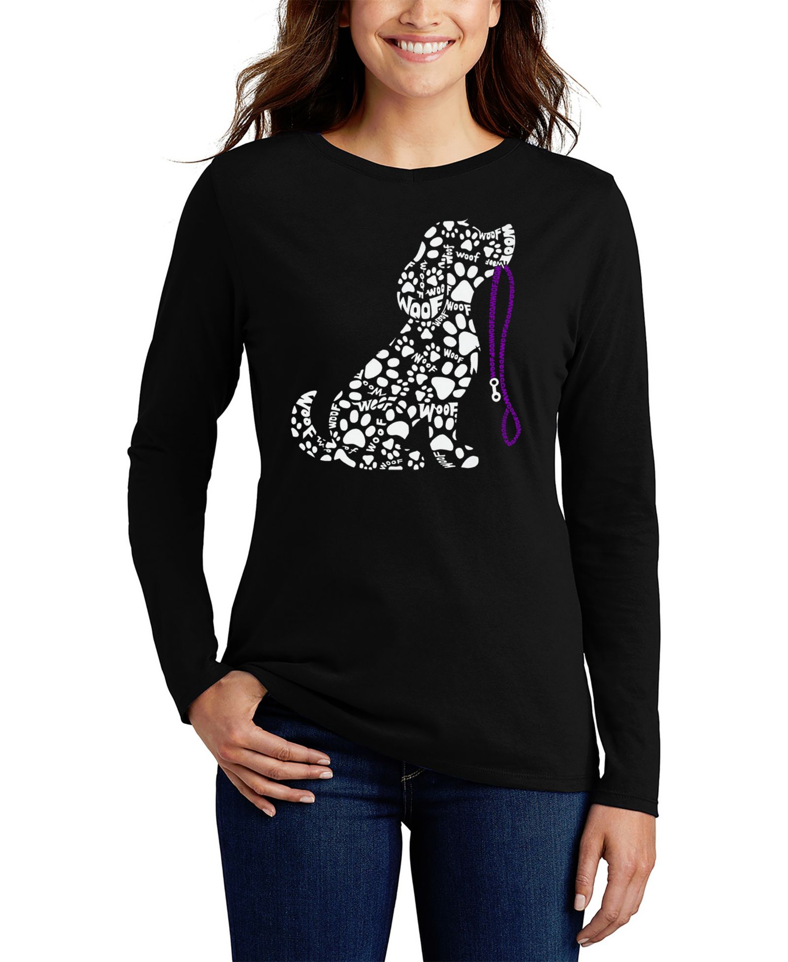 LA Pop Art Women's Dog Leash Word Art Flowy T-Shirt