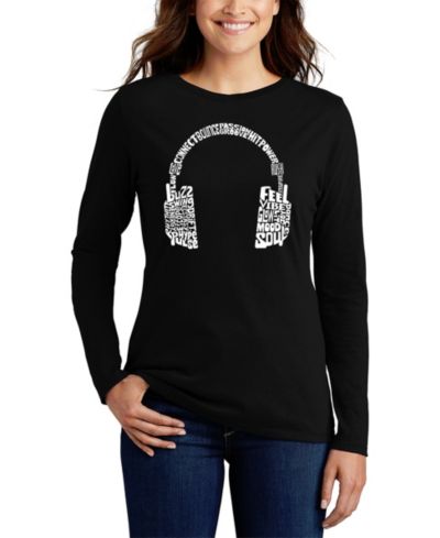 Женская футболка LA Pop Art Women's Mood Headphones Word Art Flowy