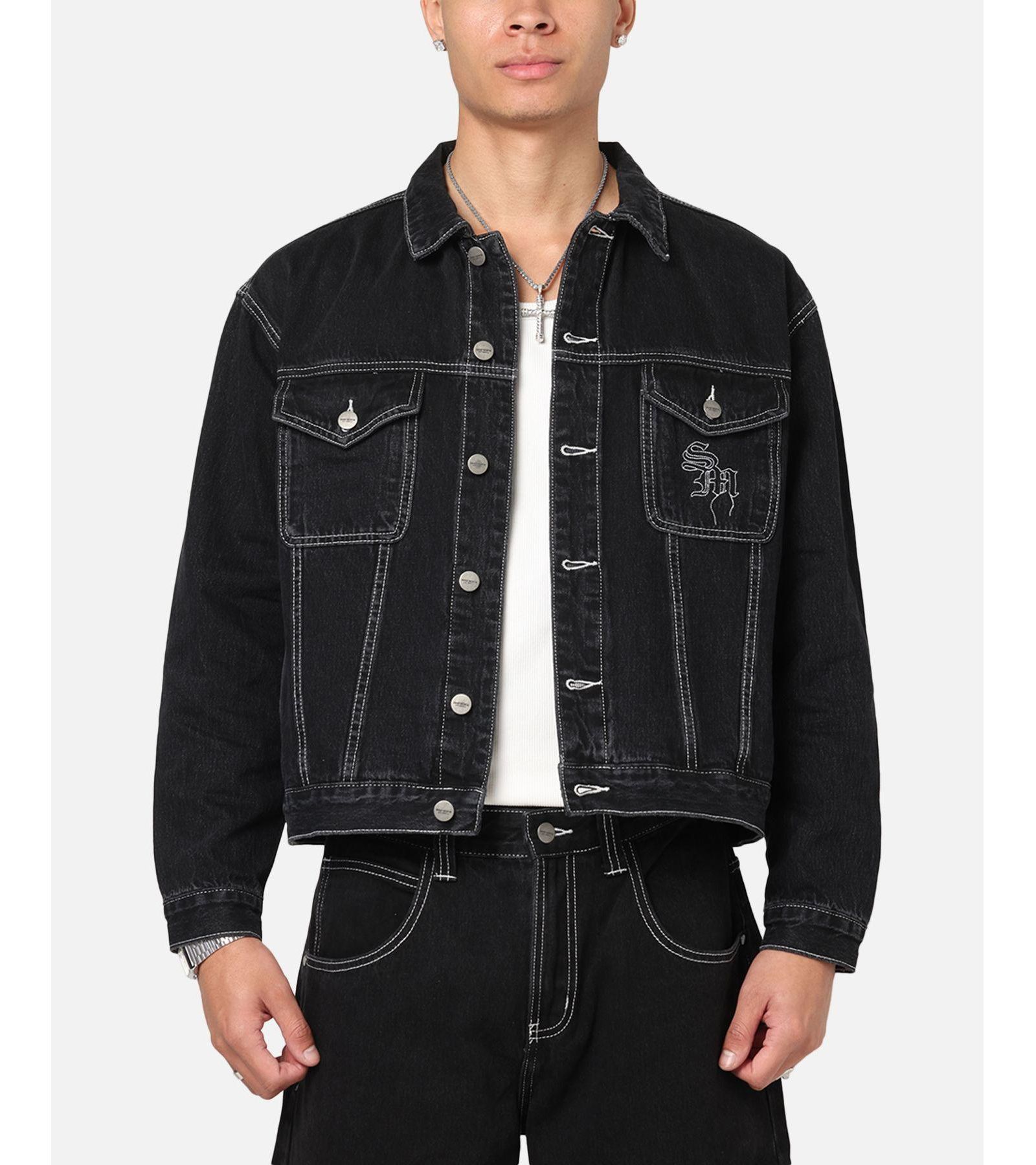 SAINT MORTA Men's Fray Trucker Denim Jacket