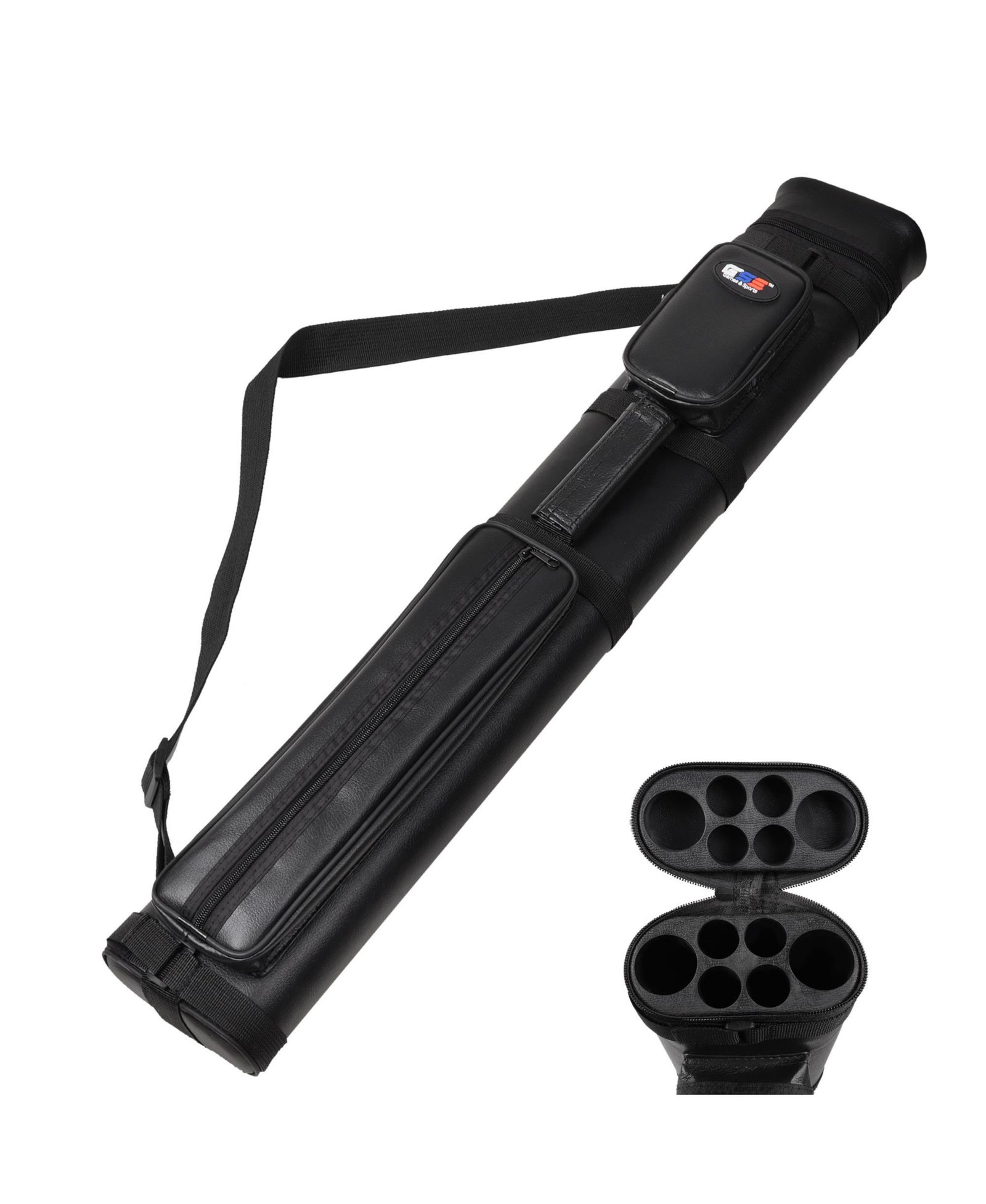 GSE Games & Sports Expert  Oval Hard Pool Cue Case, Billiard Stick Carrying Case for 2 Sticks, Billiard Cue Cases