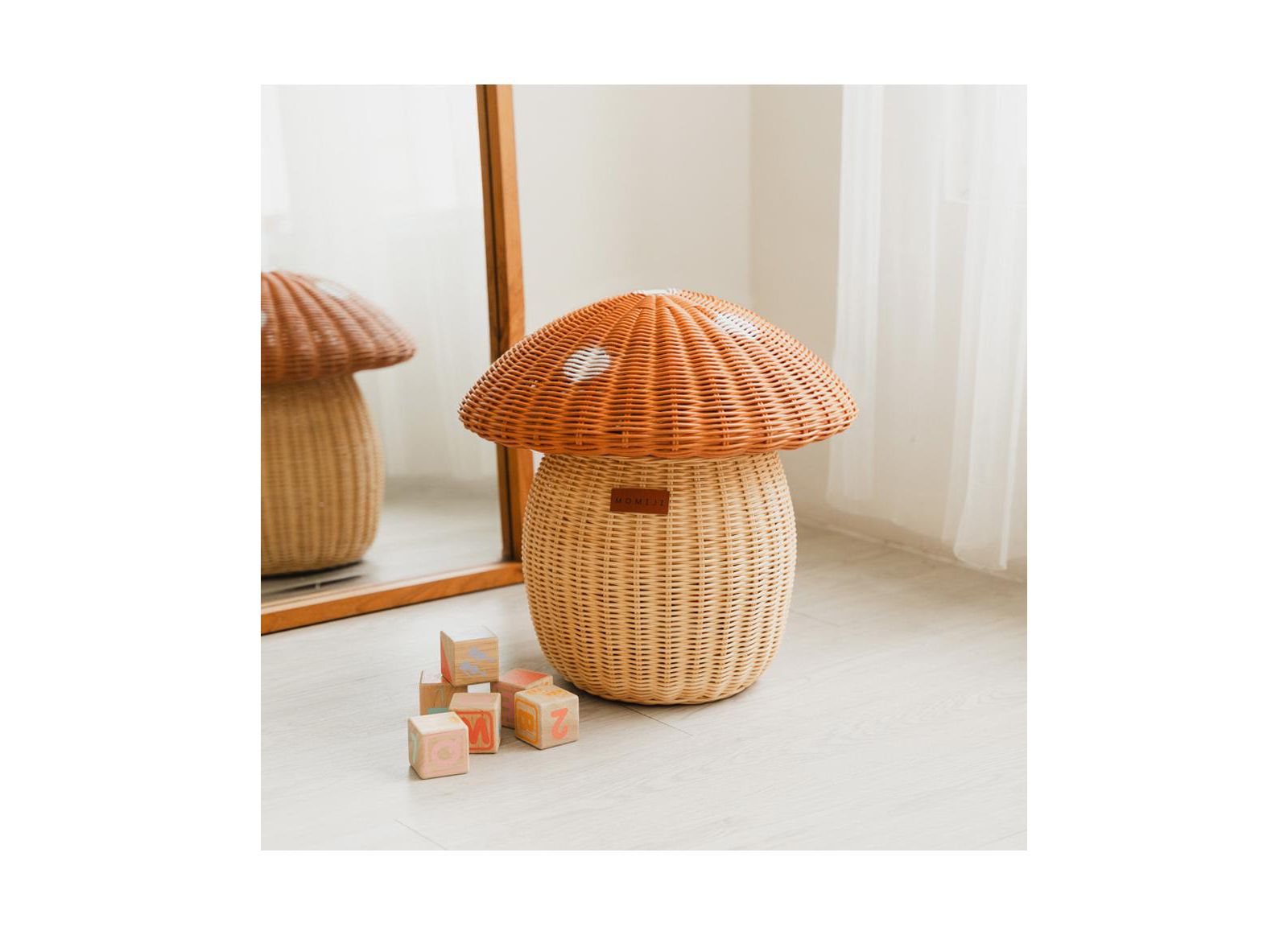 MOMIJI Mushroom Handcrafted Rattan Storage Basket - Wicker