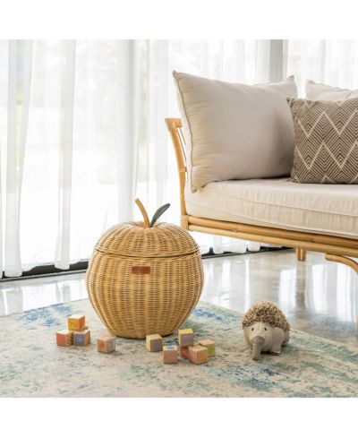 MOMIJI Apple плетеная корзина для хранения с тканевой подкладкой - Wicker Natural, Medium
