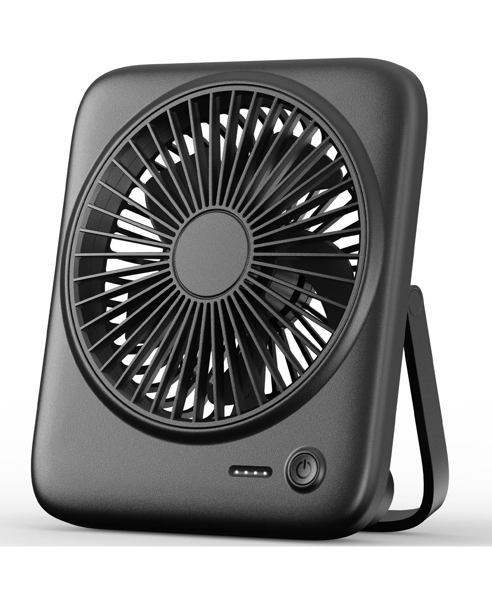 GNUADZ Portable Desk Fan USB Rechargeable Quiet 4-Speed 4000mAh
