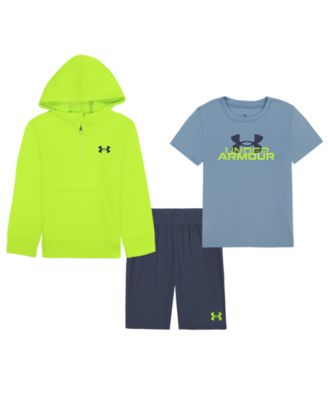 Under Armour Boys' 4-7 Quarter-Zip Hooded Pique Fleece Hoodie, T-Shirt and Shorts, 3-Piece Set