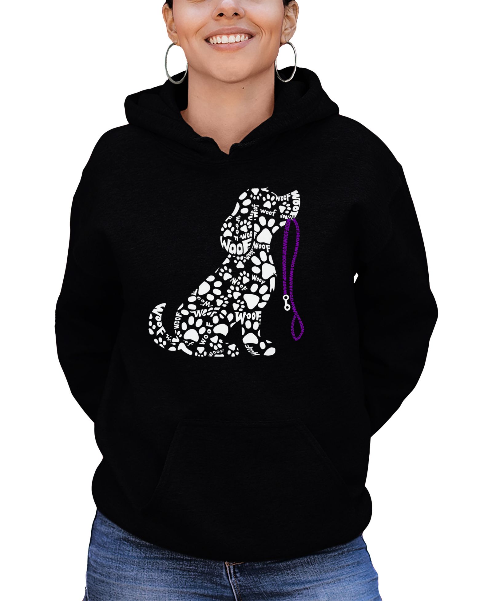 LA Pop Art Women's свитшот-худи Dog Leash Word Art