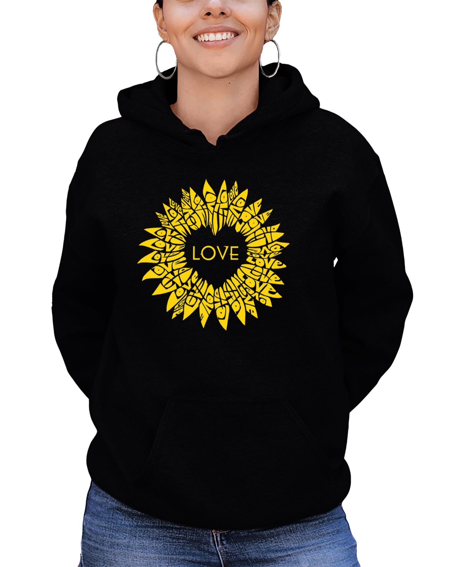 Женское худи LA Pop Art Sunflower Love Word Art