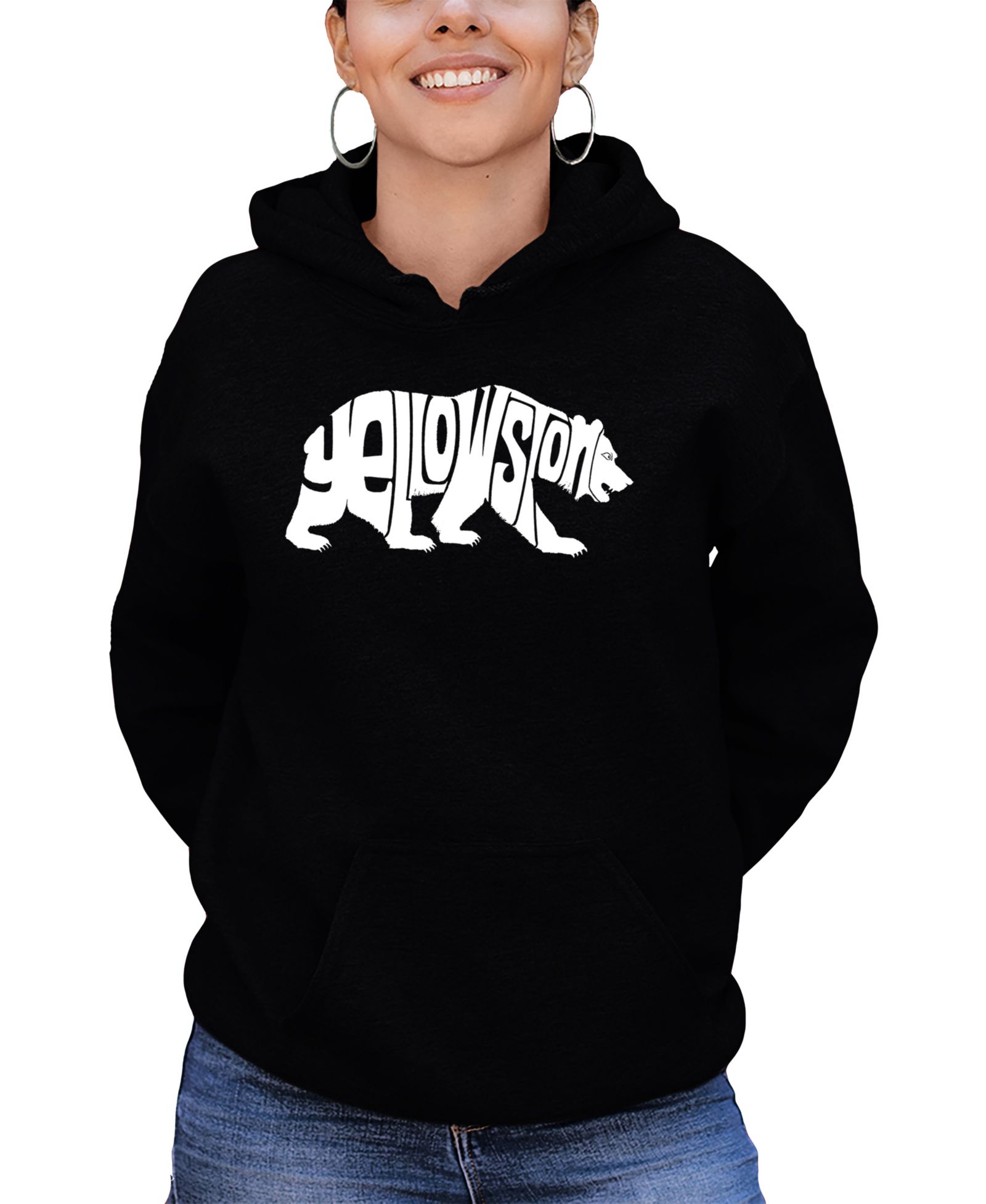 Женский свитшот LA Pop Art Yellowstone Bear Word Art Hooded