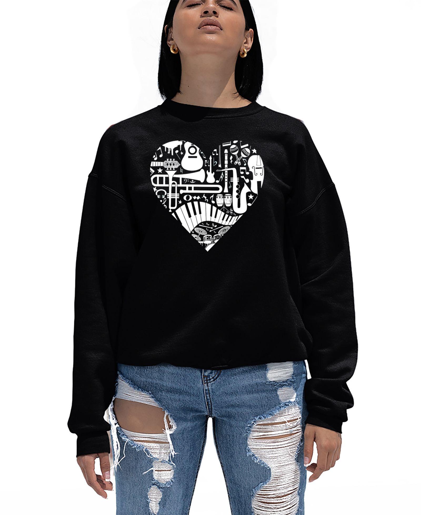 Женская свитшот LA Pop Art Musical Instrument Heart Word Art