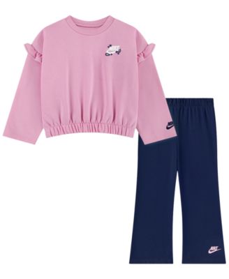 Nike Toddler Girls' 2T-4T Ruffle Long-Sleeve Top and Flared Leggings, 2-Piece Set