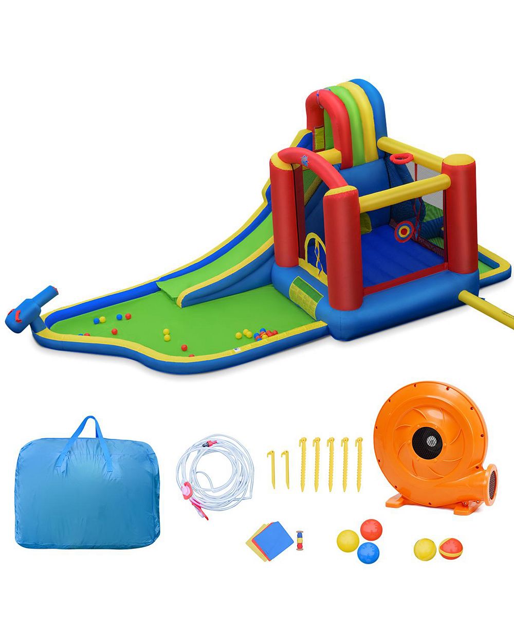 Gymax Inflatable Bounce House Slide Splash Pool Climbing Wall Park w/ Blower