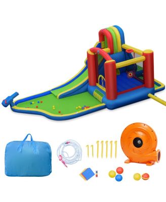 Gymax Inflatable Bounce House Slide Splash Pool Climbing Wall Park w/ Blower