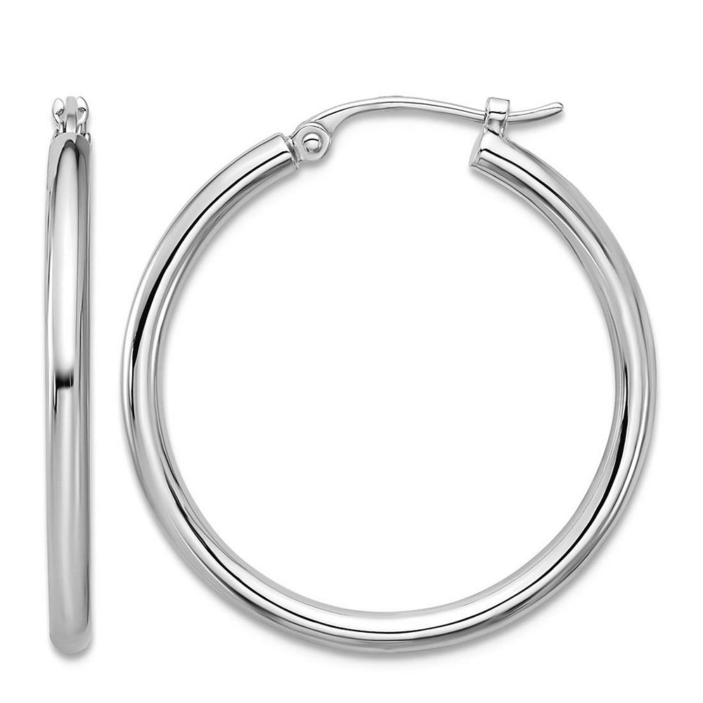 Curata Jewelry Solid 950 Platinum Classic Hoop Earrings