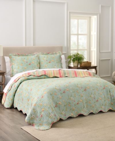 Waverly Garden Glitz Cotton 3-Piece Quilt Set, Queen