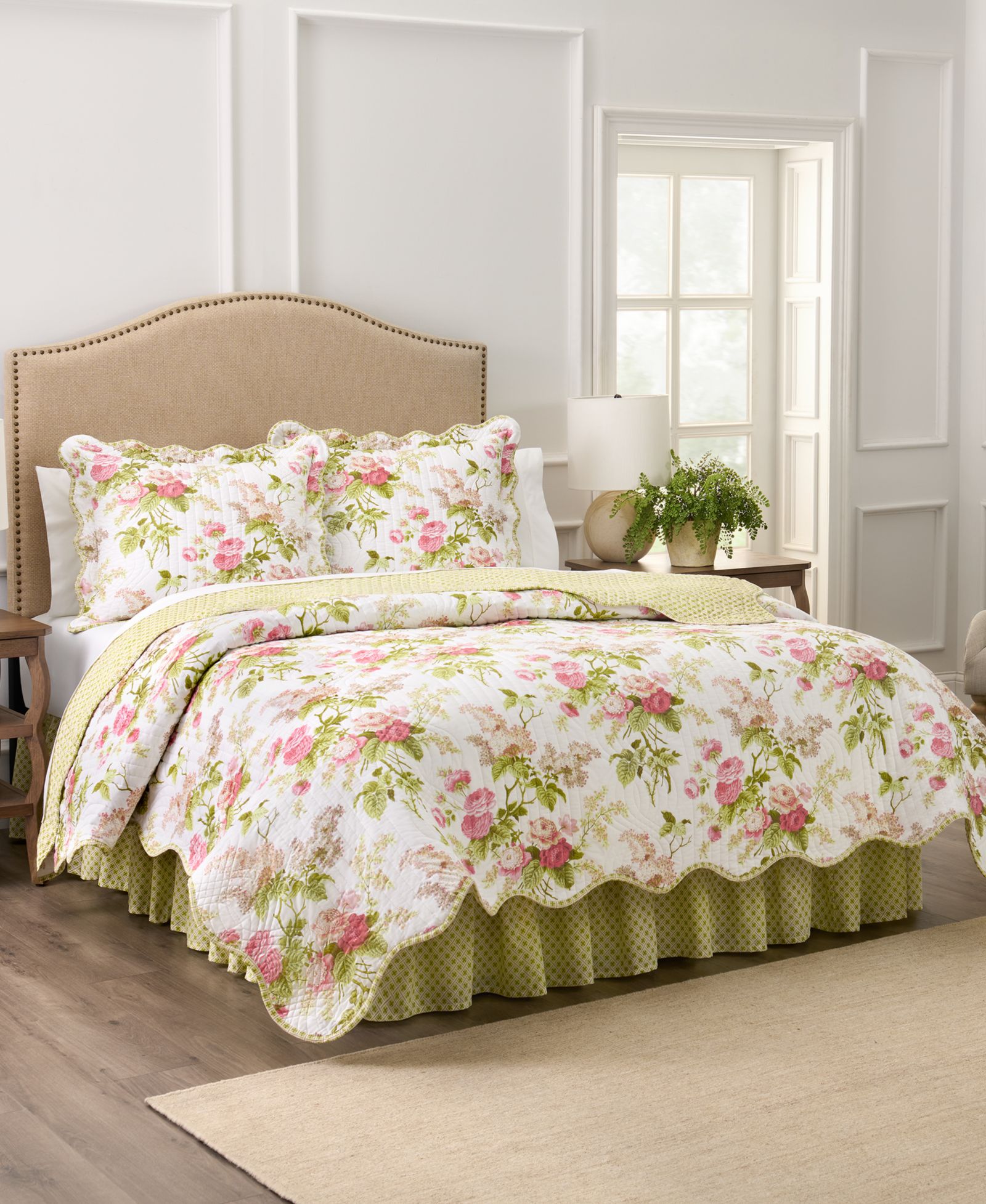 Waverly Emma's Garden Cotton 4-Piece Quilt Set, Queen