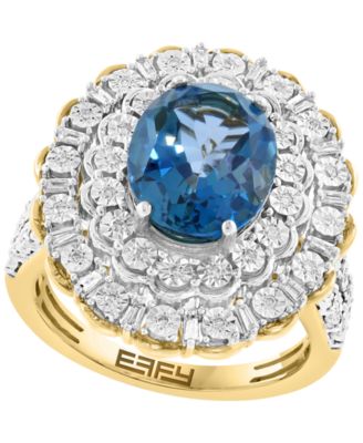 Кольцо EFFY Collection London Blue Topaz & Diamond в золоте поверх стерлингового серебра