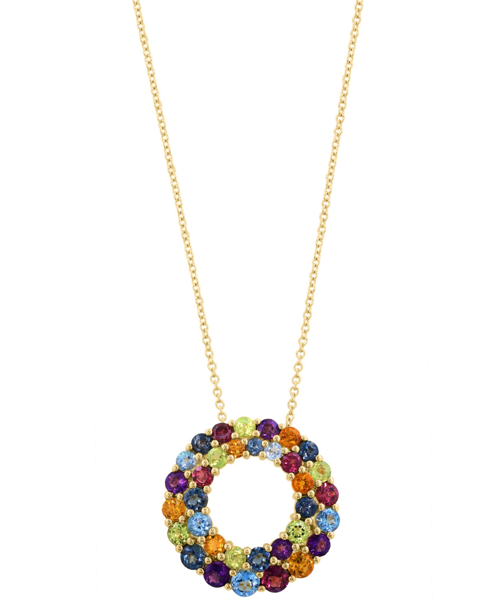 EFFY Collection Multi-Gemstone (4-1/5 ct. t.w.) Pendant Necklace in 14k Yellow Gold