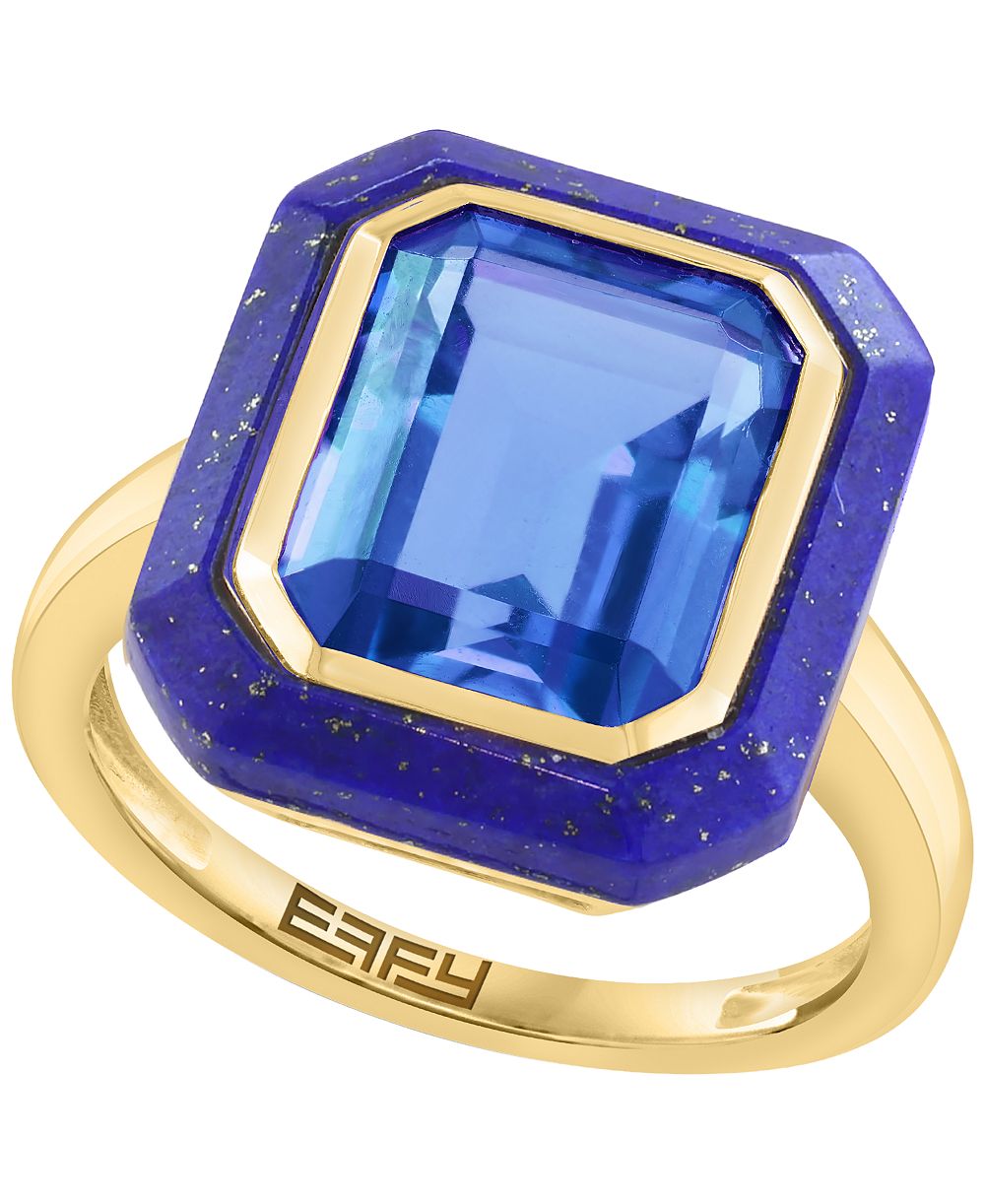 Кольцо EFFY Collection London Blue Topaz (4-1/4 ct. t.w.) & Lapis Lazuli (2-3/8 ct. t.w.) из золота и стерлингового серебра
