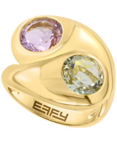EFFY Collection Pink Amethyst (1-7/8 ct. t.w.) & Green Amethyst (2-3/8 ct. t.w.) Ring in Gold Over Silver