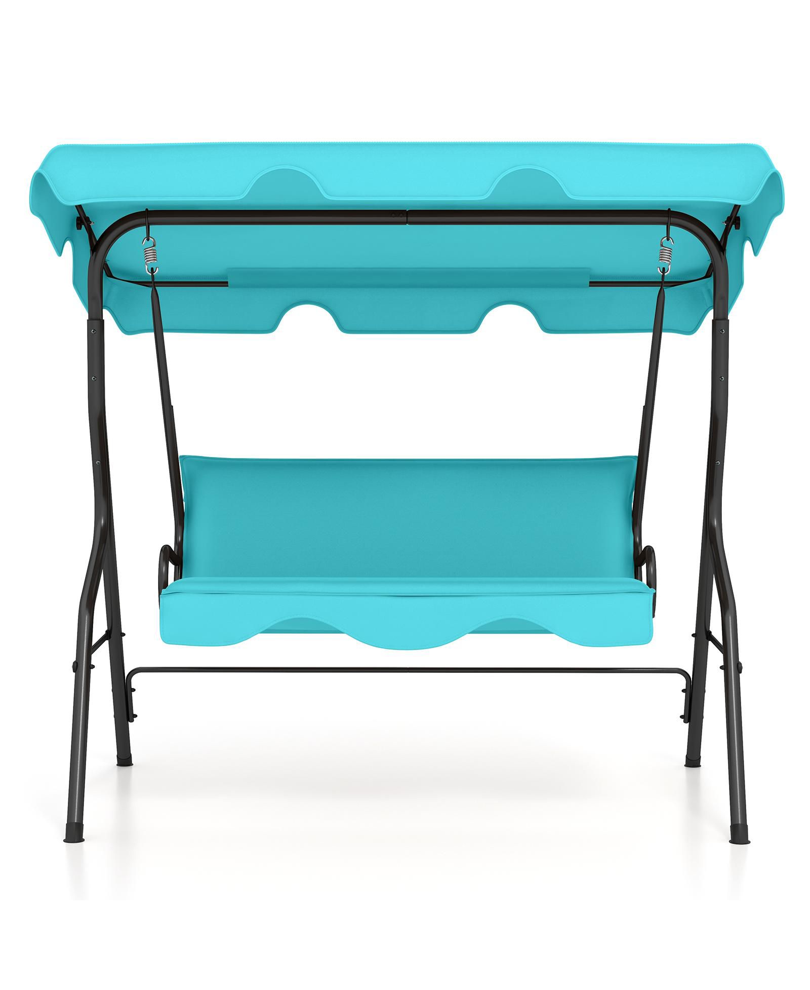 Mecale 3-Seat Outdoor Patio Canopy Swing with Cushions, Steel Frame