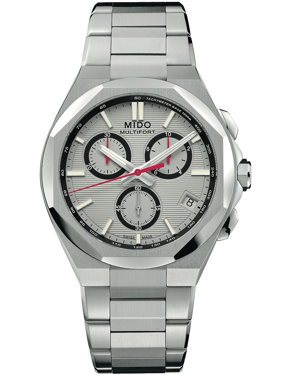 Mido Men's Swiss Quartz Multifort 8 Chronograph Stainless Steel Watch 40mm
