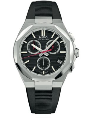 Mido Men's Swiss Quartz Multifort 8 Chronograph Black Rubber Strap Watch 42mm