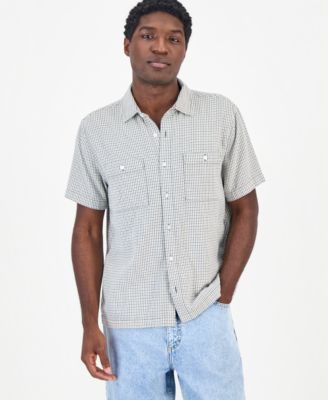 Sun + Stone Men's Lawrence Short-Sleeve Dobby Plaid Shirt, Macy's Exclusive