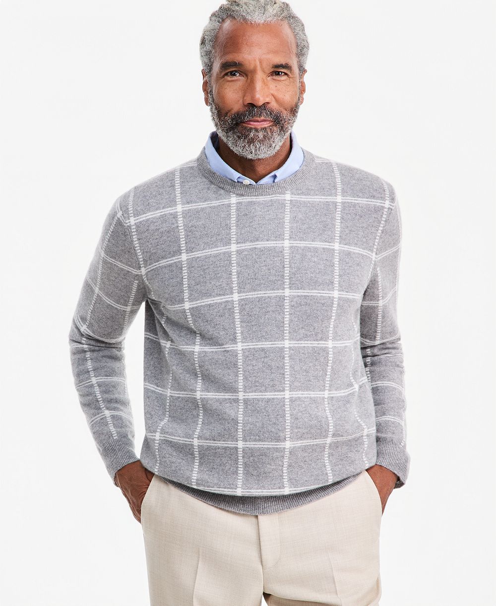 Мужской кашемировый джемпер Club Room Windowpane Crewneck