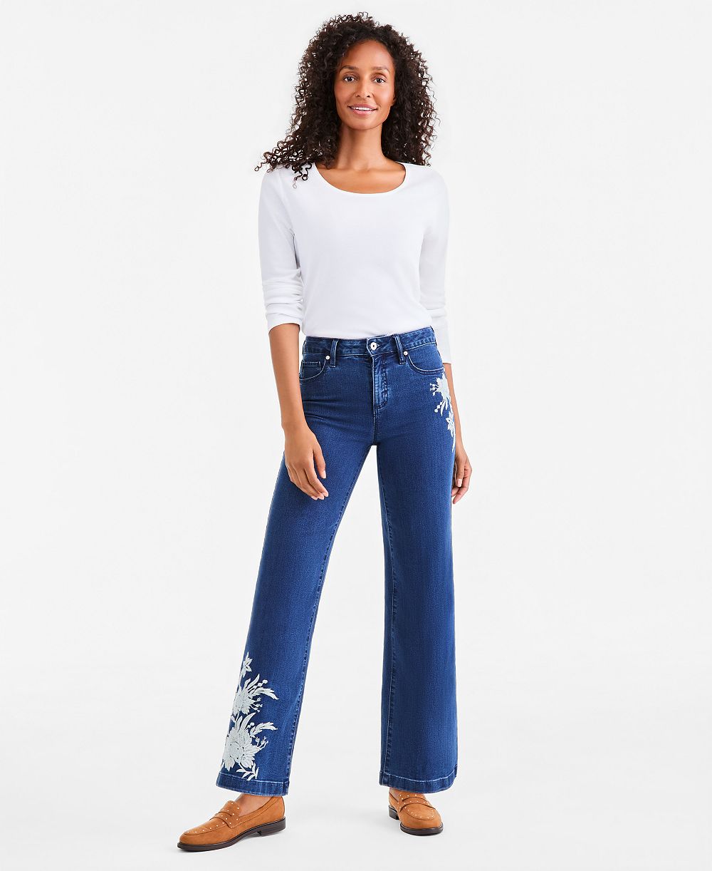 Style & Co Women's High-Waisted Wide-Leg Ankle Jeans, Macy's Exclusive