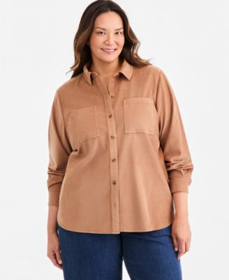 Style & Co Plus Size Long-Sleeve  Corduroy Overshirt, Macy's Exclusive