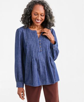 Style & Co Women's Cotton Chambray Femme Shirt, Macy's Exclusive