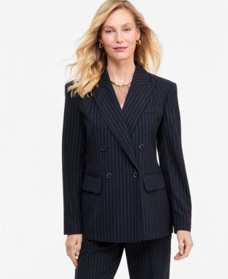 I.N.C. International Concepts Women's Crystal Embellished Double-Breasted Pinstripe Blazer, Macy's Exclusive