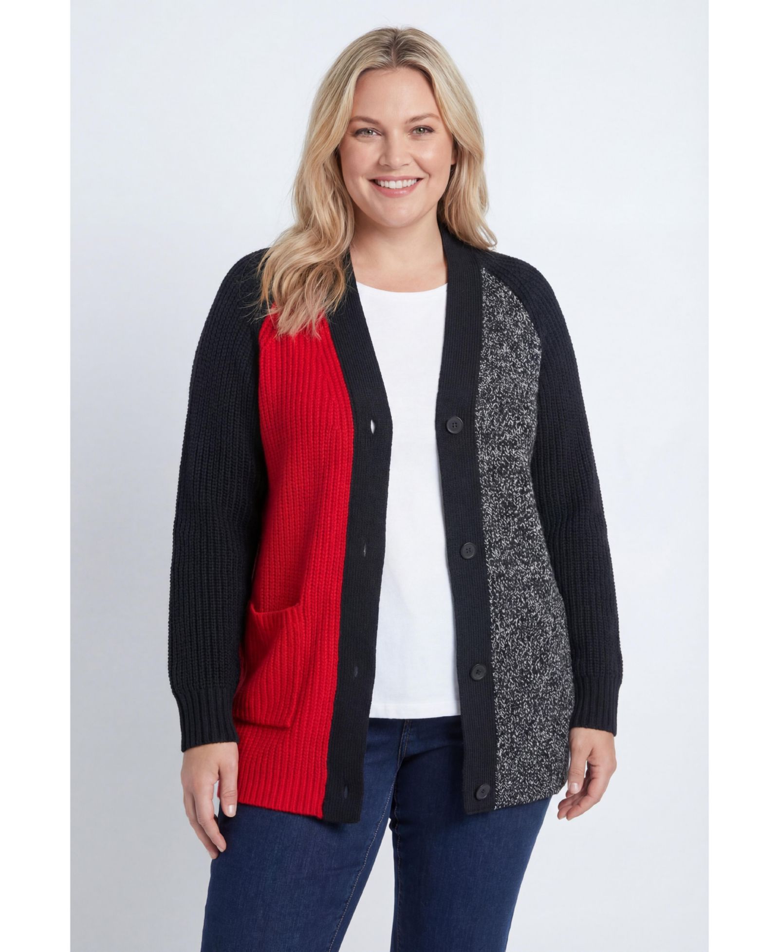 Woman Within Women's Within Button-Front Shaker Cardigan Sweater