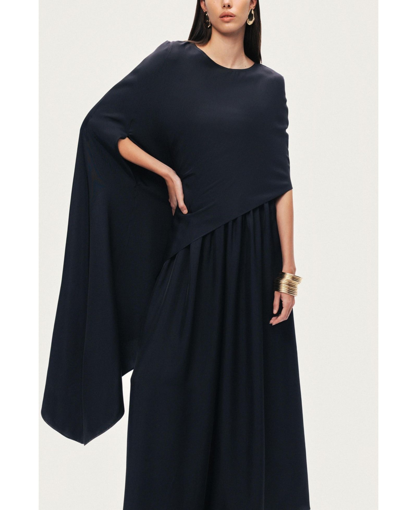 NOCTURNE Women's Draped Cape Blouse