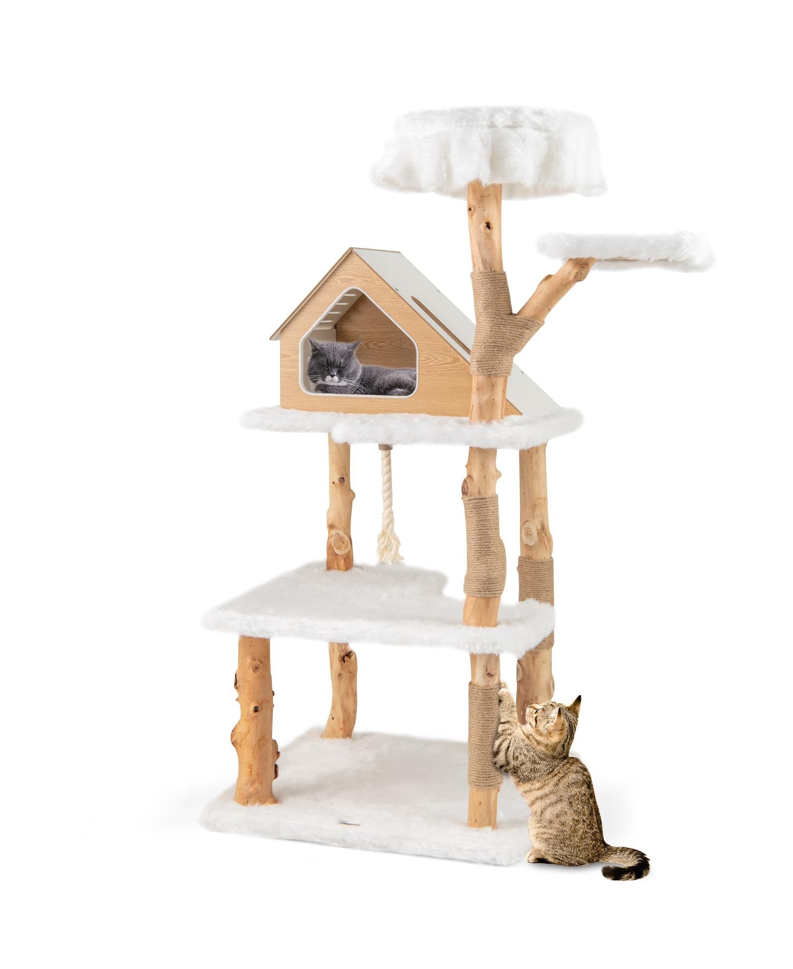 Кошачий домик COZITO Solid Wood Modern Tower с насестом