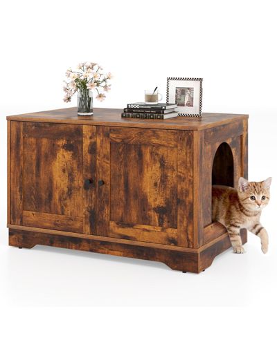 COZITO Cat Litter Box Enclosure Wooden End Side Table