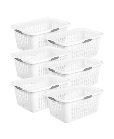 Корзина для белья Sterilite Laundry Basket, 2 Bushel Plastic Hamper с ручками, белая, набор из 6 шт.