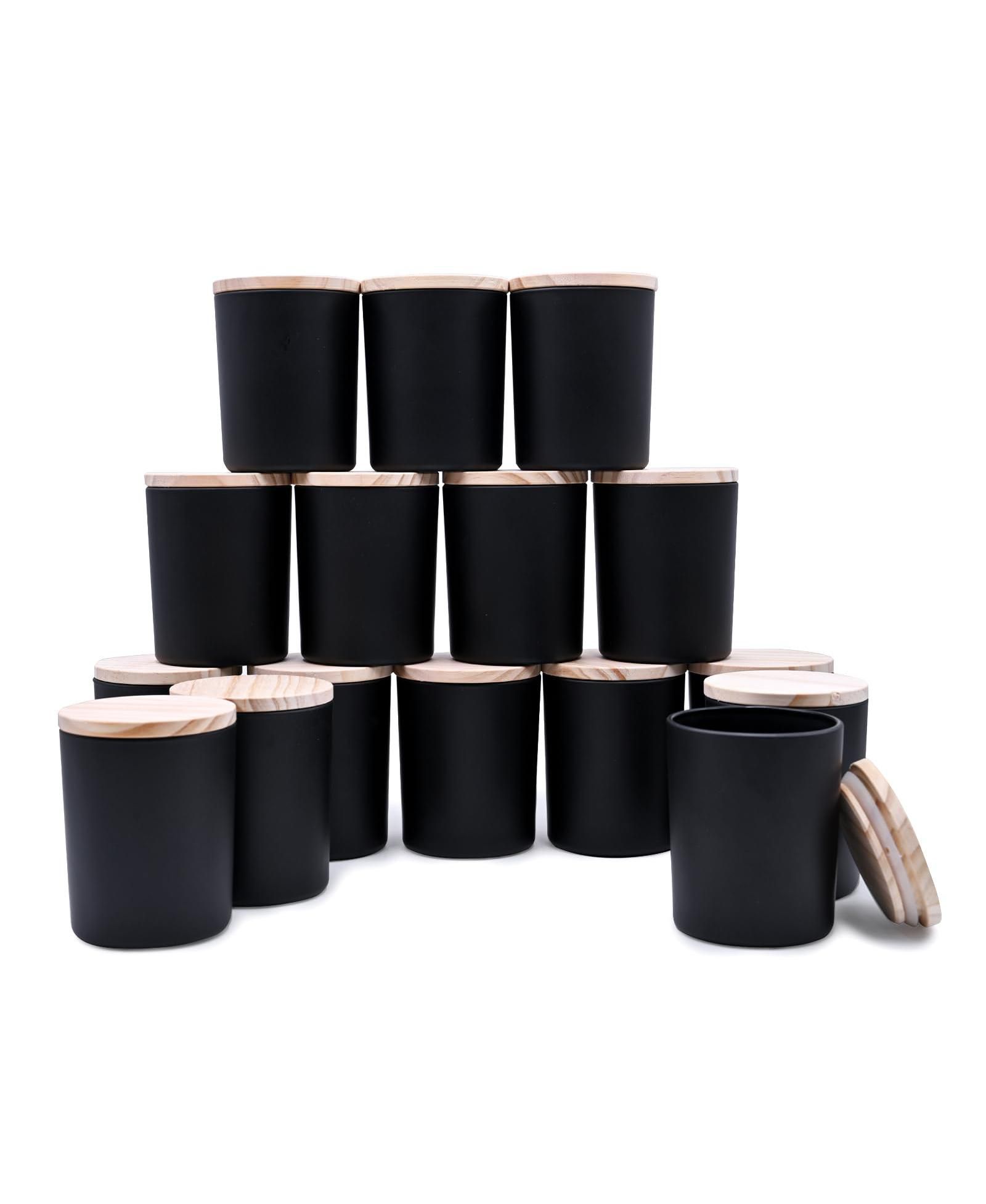 GNUADZ Glass Candle Jars with Wood Lids 16 Pack