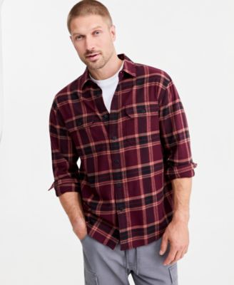 Sun + Stone Men's Barry Plaid Flannel Shirt, Macy's Exclusive