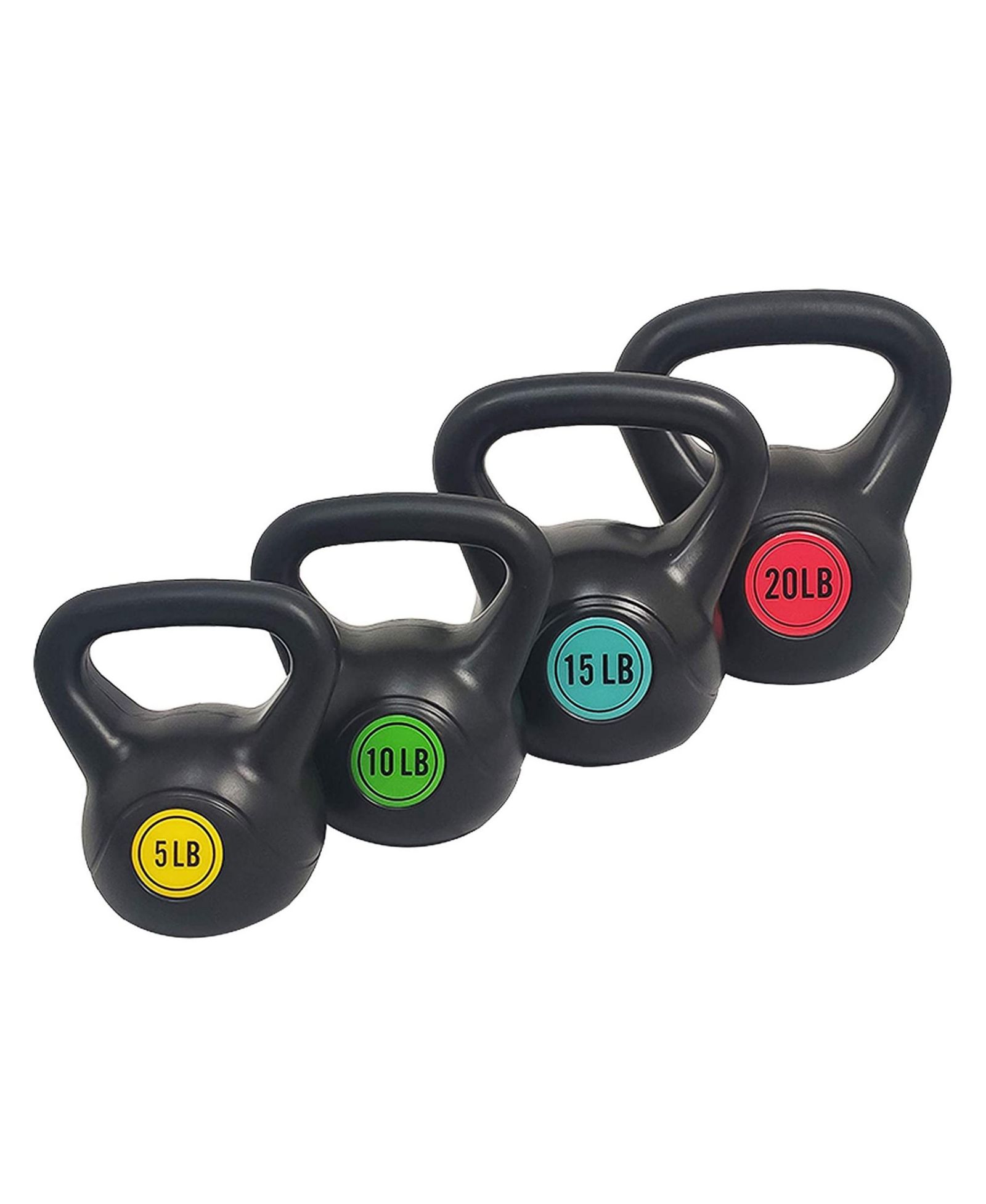 BalanceFrom Fitness Home Gym Vinyl Coated Solid Cast Iron Kettlebell Weight Set