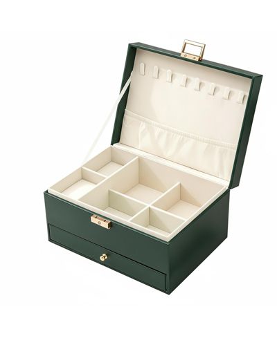 YIGII 3-Layer Faux Leather Jewelry Organizer Box Large Storage for Earrings Rings Necklaces Bracelets Watches