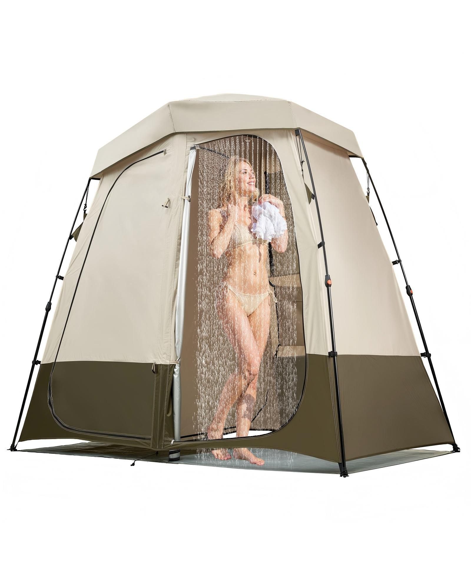 GOUUN 2-Room Foldable Camping Shower and Privacy Tent with UPF 50