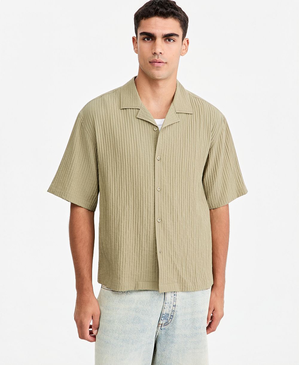 Mode of One Men's Bxy Short-Sleeve Striped Camp Collar Shirt, Macy's Exclusive