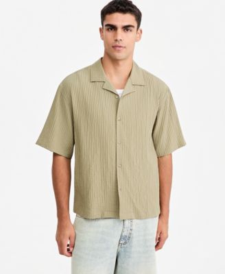 Mode of One Men's Bxy Short-Sleeve Striped Camp Collar Shirt, Macy's Exclusive