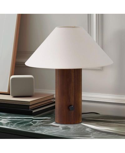 Brightech Oakley Modern Wood LED Desk Lamp with Rotary Knob
