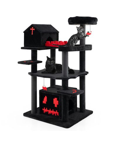 COZITO Cat Tree Gothic 49 in 6-Tier Tower with Coffin Bed Condo